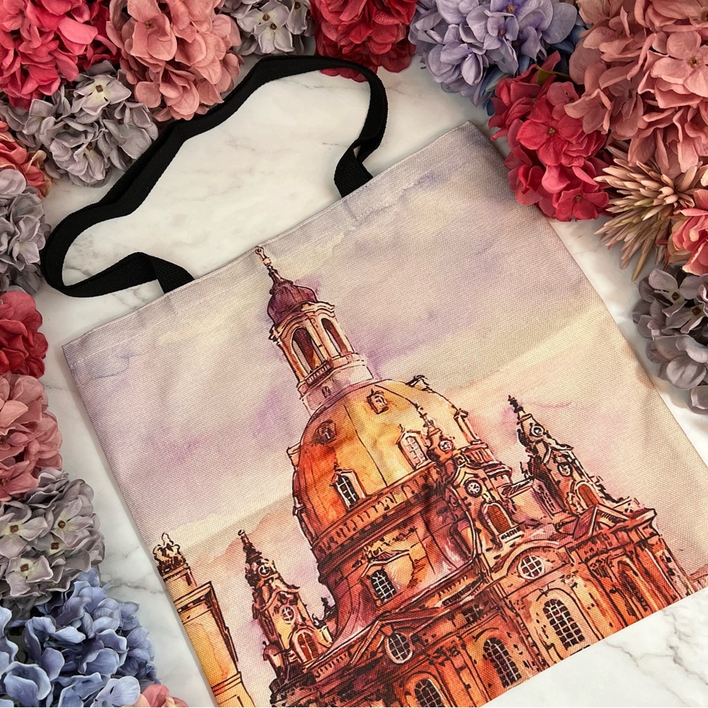Eco-Friendly Dresden's Frauenkirche of Germany Folding Tote Bag - Picture 3 of 16